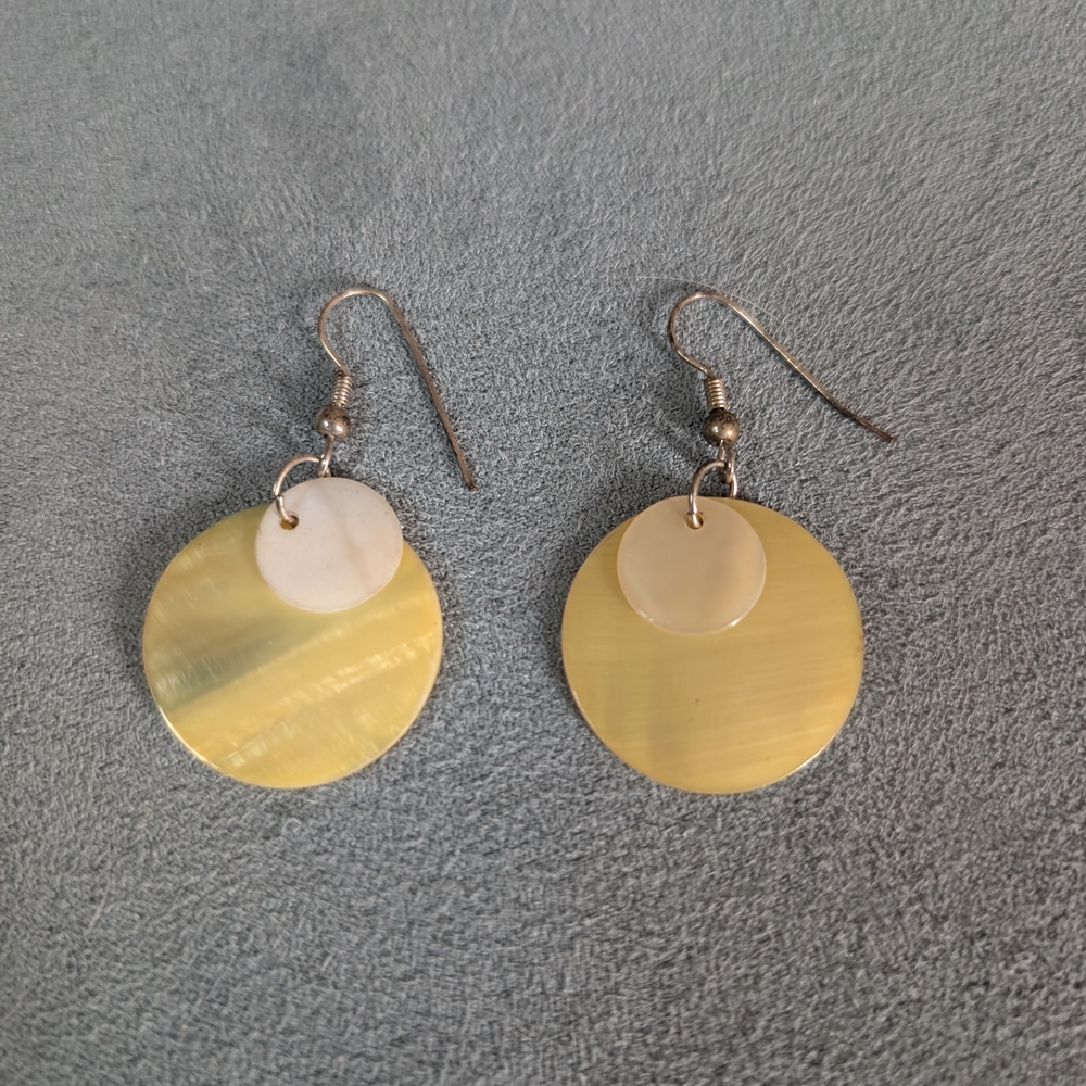 Elegant Yellow and White Dangle Earrings